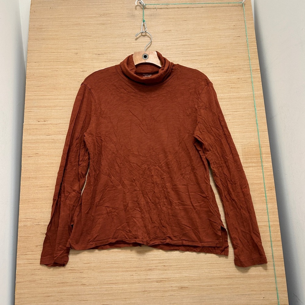 Madewell Womens Size M Burnt Orange Slub Knit Turtleneck Long Sleeve Top 7674
